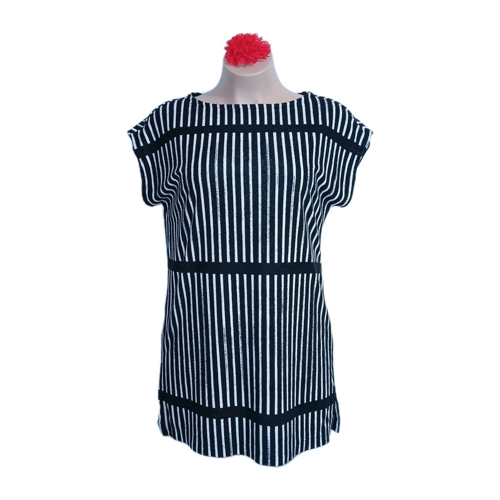 Marimekko Target Women French Terry Cover Up Dress M Black White Striped Swim